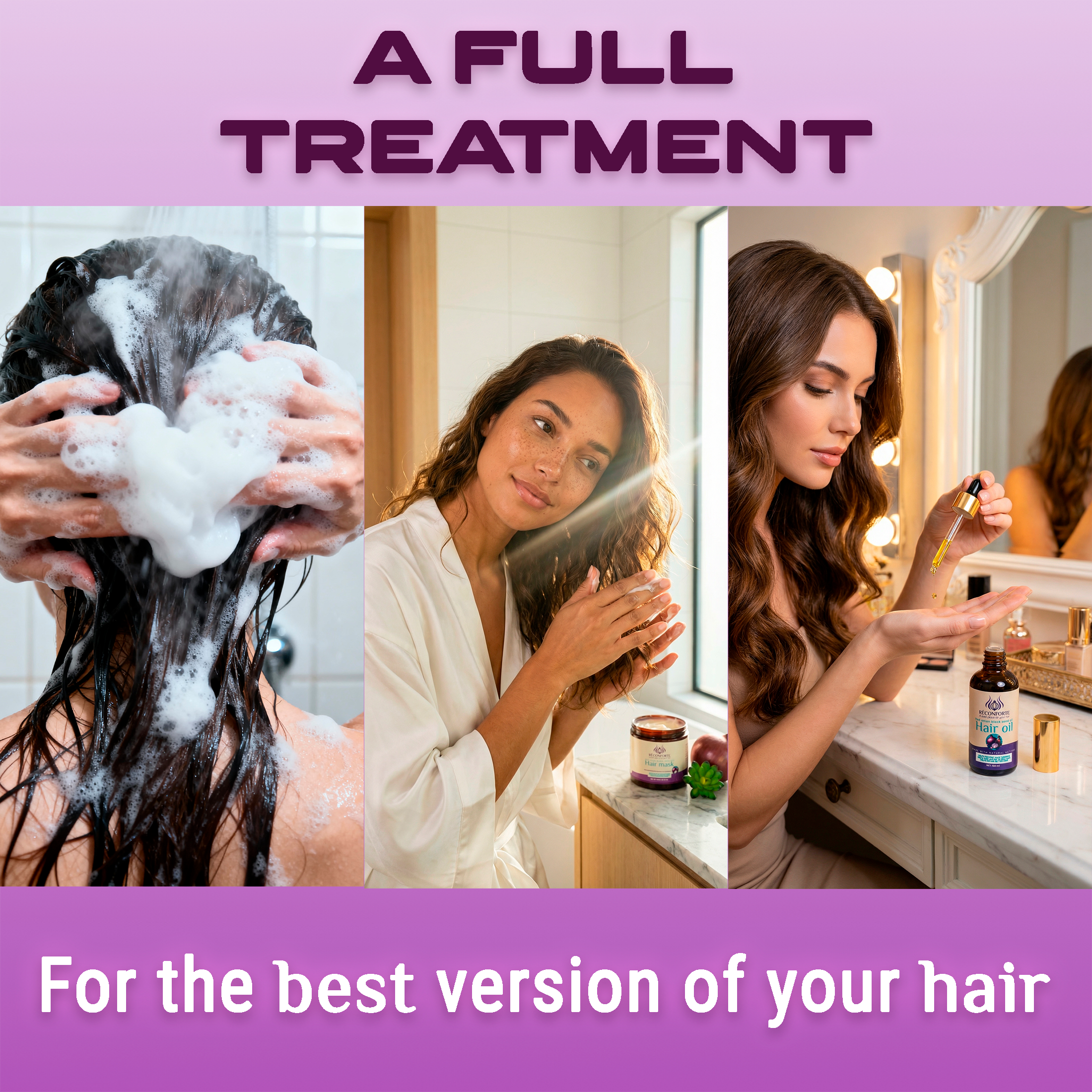 All products set - Shampoo, Conditioner, Leave-in cream, Hair mask & Oil