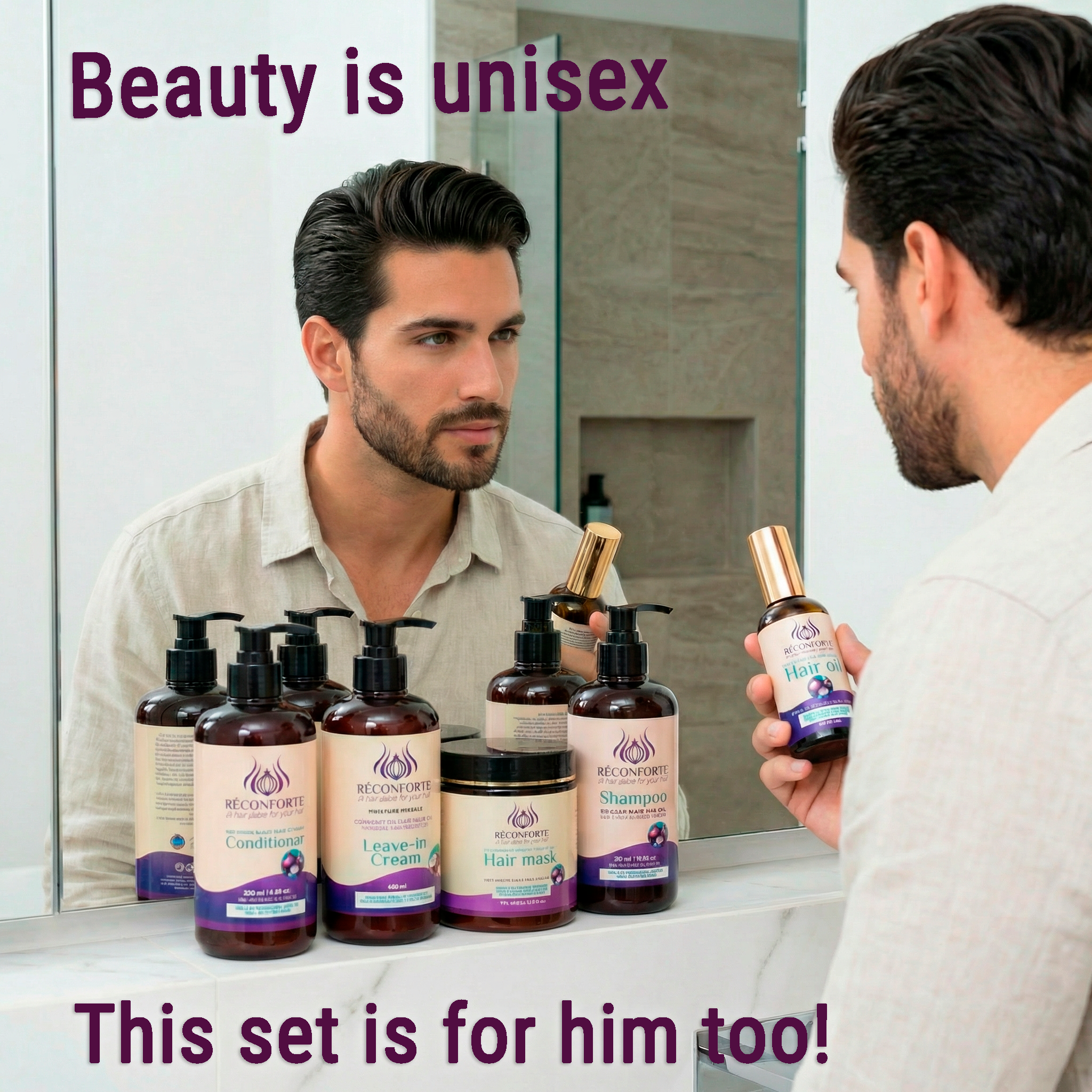 All products set - Shampoo, Conditioner, Leave-in cream, Hair mask & Oil