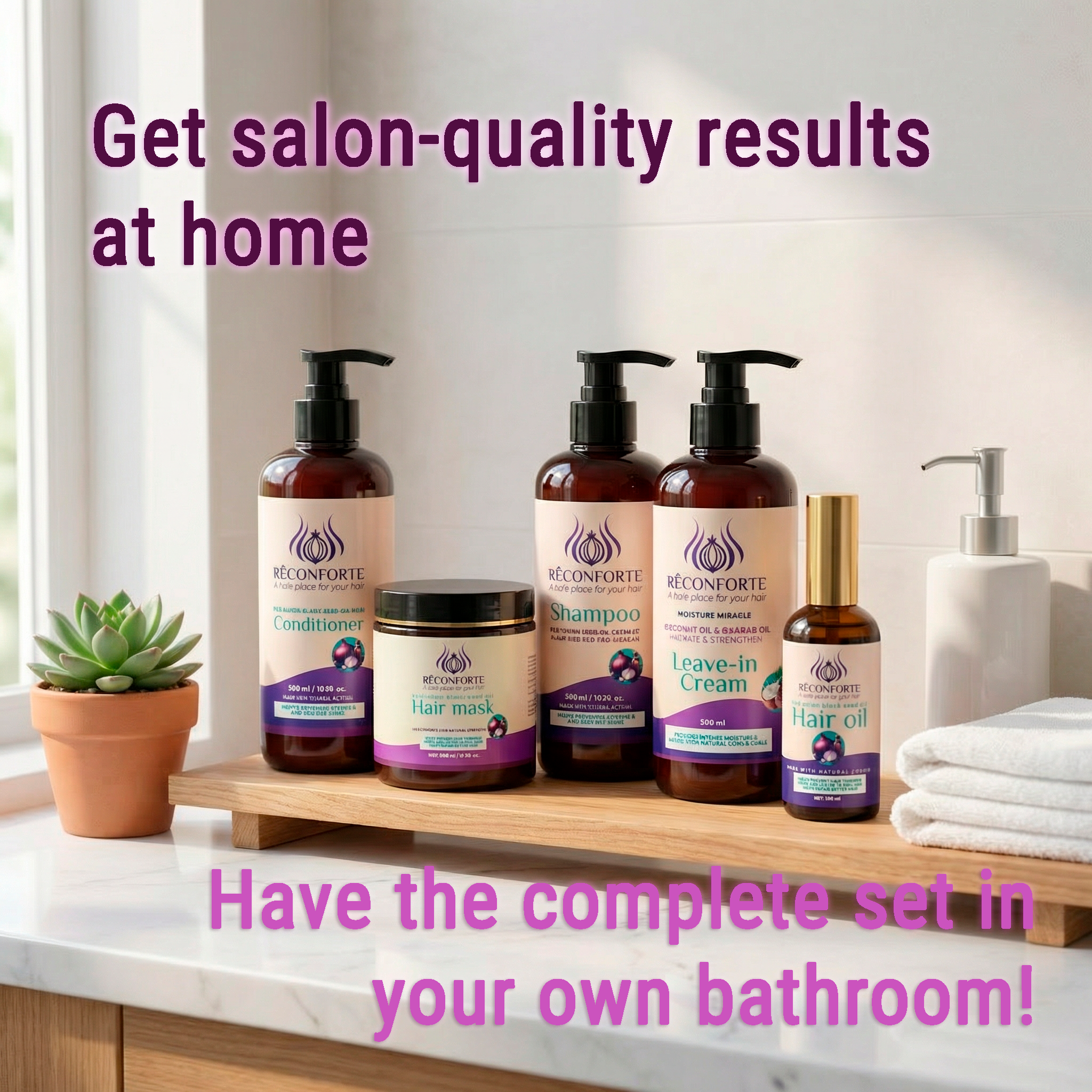 All products set - Shampoo, Conditioner, Leave-in cream, Hair mask & Oil