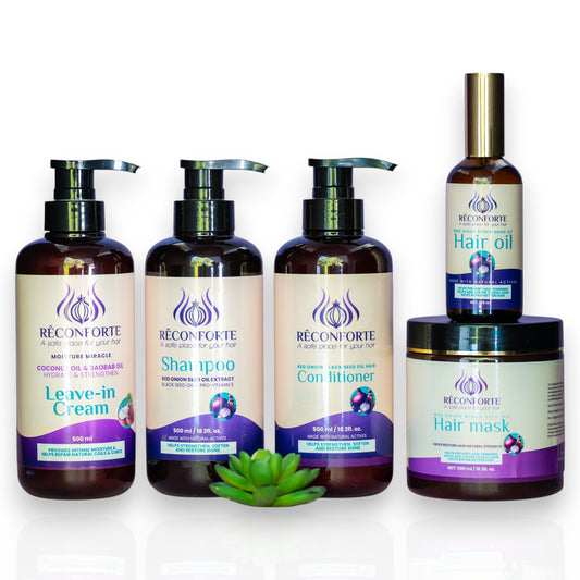 All products set - Shampoo, Conditioner, Leave-in cream, Hair mask & Oil